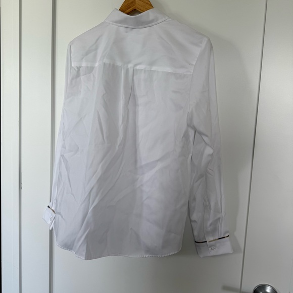 Jones New York | Non-Iron White Button Down Shirt with Brown Tortoise Piping - Picture 3 of 3